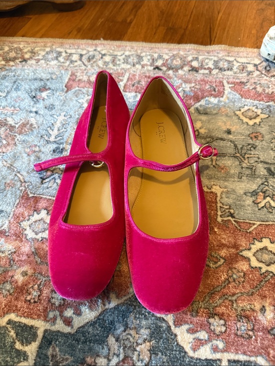 J. Crew Shoes - J. Crew Fuchsia Velvet Mary Jane Flats